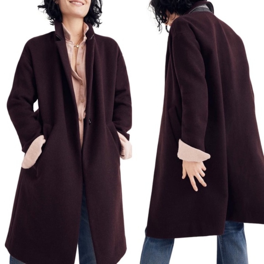Madewell Monsieur Purple Wool Cocoon Coat Size - L